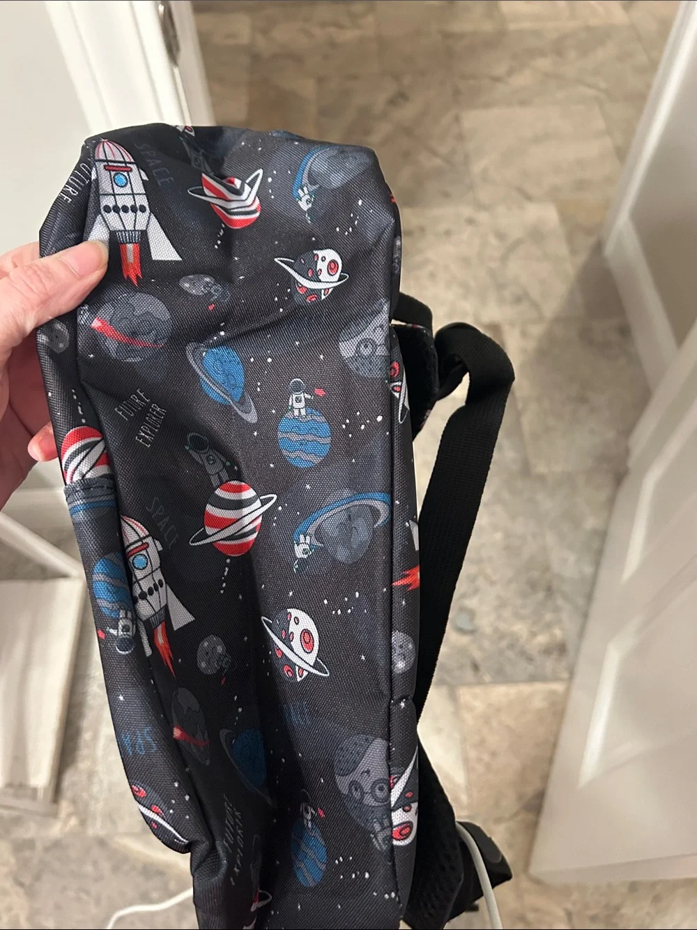 Black Space-Print Backpack